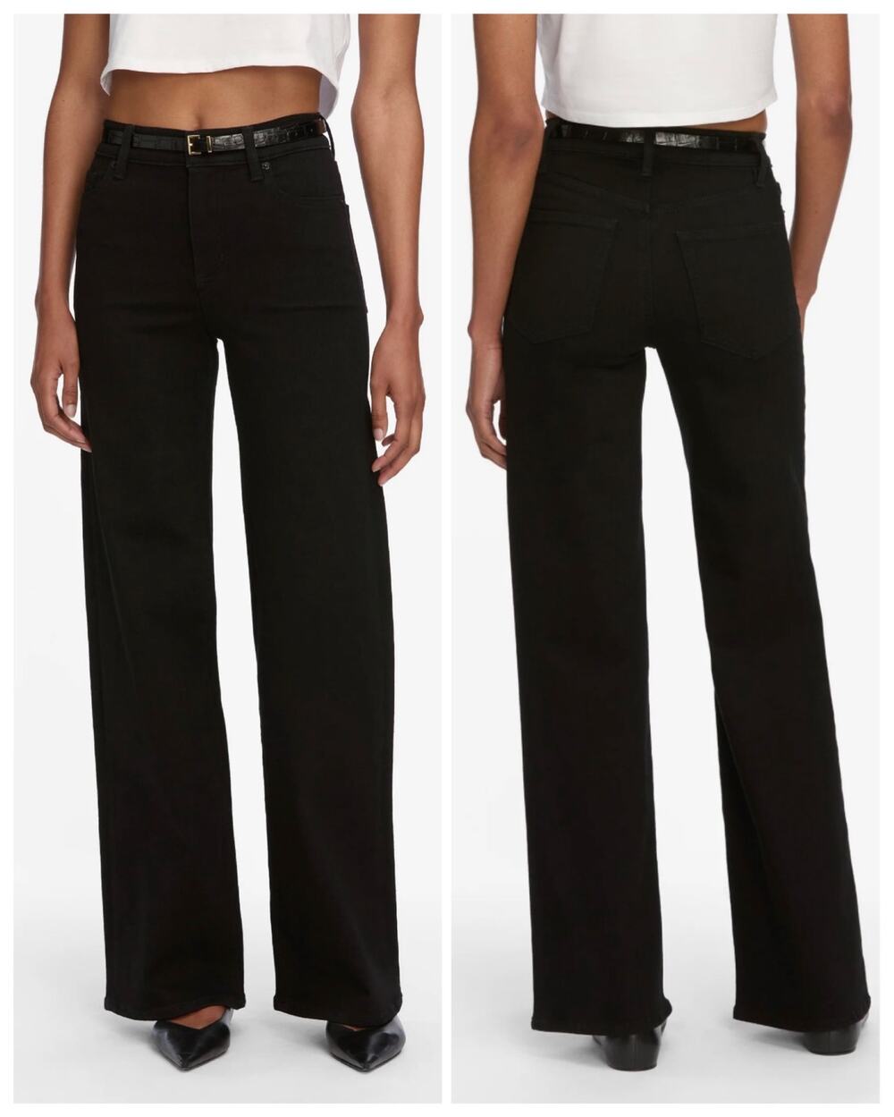 FRAME Le Slim Palazzo Wide Leg Flare High Rise Stretch Black Jeans - Size 25